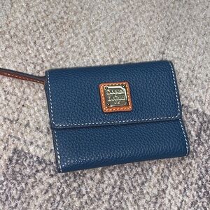 Dooney & Bourke credit card holder wallet pebbled leather blue NEW QVC navy